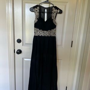 Elegant Black and Silver Embellished Dress